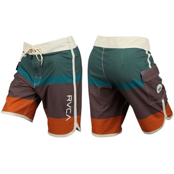 RVCA Men's Performance Stretch Commander Trunk Boardshort Colorblock Size 34 - Picture 1 of 12